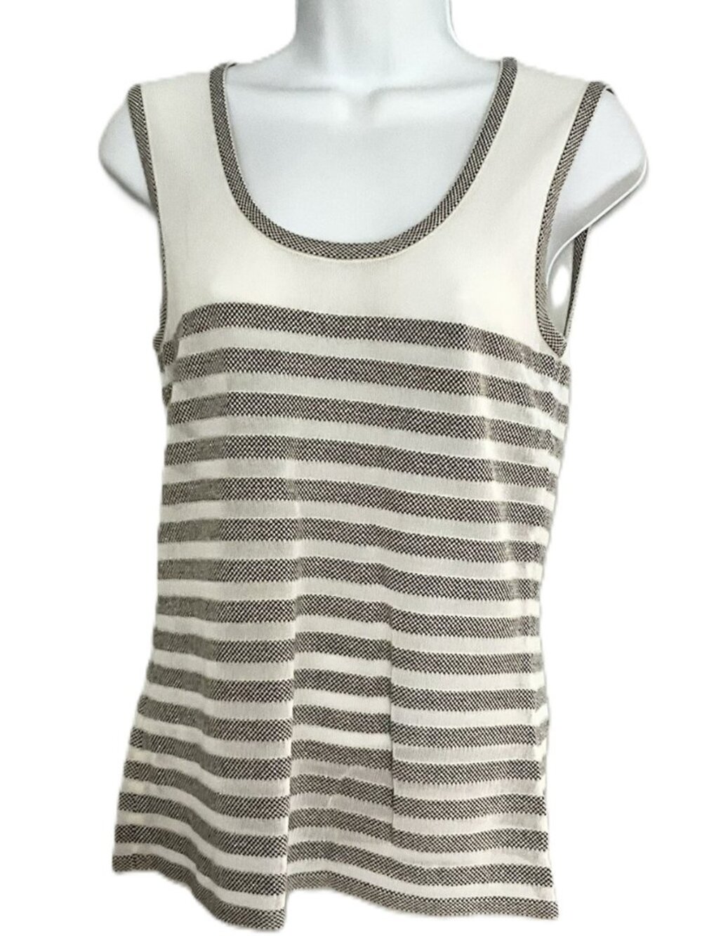 Women's Striped Knit Sleeveless Tank Top Rayon Wool Blend Size L
